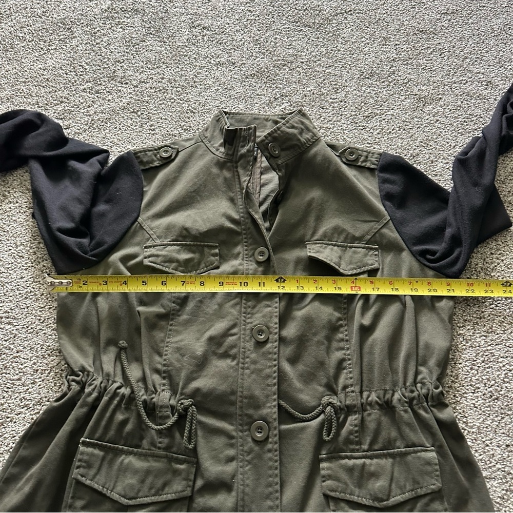 TORRID 00 0X XL Olive Green Twill Anorak Black Sleeves R $89 - Picture 8 of 11